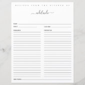 Moderne Schwarz-weiße Monogramm-Rezepte nach Rezep (Vorderseite)