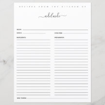 Moderne Schwarz-weiße Monogramm-Rezepte nach Rezep