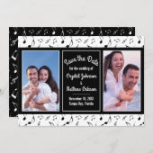 Moderne Schwarz-weiße Musiknoten Foto Save the Dat (Vorne/Hinten)