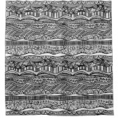 Moderne schwarz-weiße Muster Streifen Doodles Duschvorhang (Vorderseite)