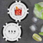 Moderne Schwarz-weiße Negroni Drink Voucher Hochze Pokerchips