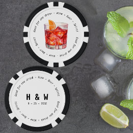 Moderne Schwarz-weiße Negroni Drink Voucher Hochze Pokerchips