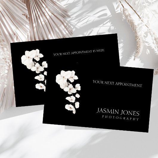 Moderne Schwarz-weiße Orchideen Terminkarte