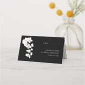 Moderne Schwarz-weiße Orchideenhochzeit Platzkarte (Rückseite)