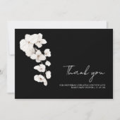 Moderne Schwarz-weiße Orchids Blumenspülung Dankeskarte (Vorderseite)