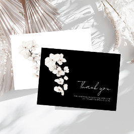 Moderne Schwarz-weiße Orchids Blumenspülung Dankeskarte