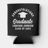 Moderne Schwarz-weiße Personalisierte Graduierungs Dosenkühler (Vorderseite)