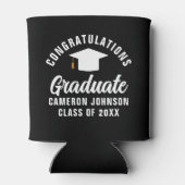 Moderne Schwarz-weiße Personalisierte Graduierungs Dosenkühler (Rückseite)