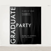 Moderne Schwarz-weiße Personalisierung des Abschlu Wandteppich (Vorderseite)