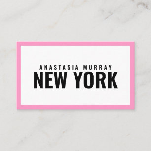 Moderne Schwarz-weiße Pink Minimalistisch Luxus Bo Visitenkarte