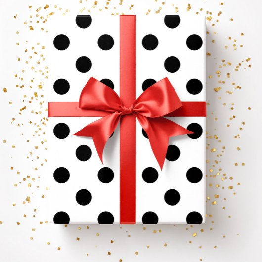 Moderne Schwarz-weiße Polka Dots Geschenkpapier
