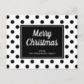 Moderne Schwarz-weiße Polka macht frohe Weihnachte Postkarte (Vorderseite)