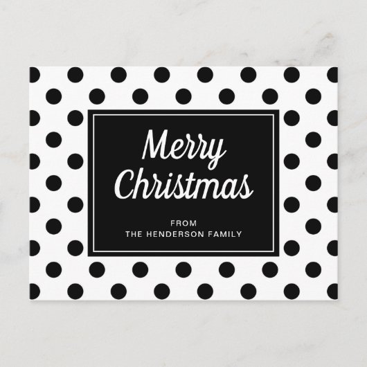 Moderne Schwarz-weiße Polka macht frohe Weihnachte Postkarte (Vorderseite)