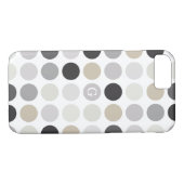Moderne Schwarz-weiße Polka-Punkte-Mustermonogramm Case-Mate iPhone Hülle (Rückseite (Horizontal))