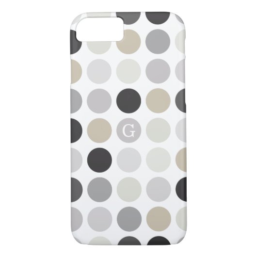 Moderne Schwarz-weiße Polka-Punkte-Mustermonogramm Case-Mate iPhone Hülle (Rückseite)