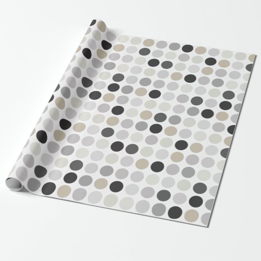 Moderne Schwarz-weiße Polka-Punkte-Mustermonogramm Geschenkpapier (Ungerollt)
