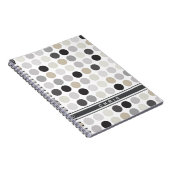 Moderne Schwarz-weiße Polka-Punkte-Mustermonogramm Notizblock (Rechte Seite)