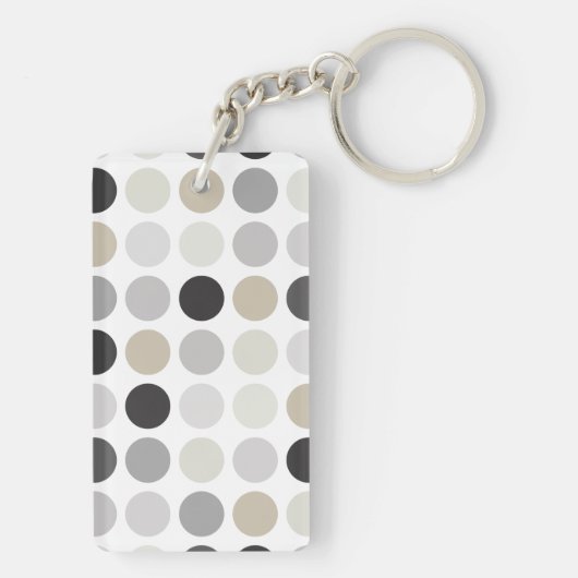 Moderne Schwarz-weiße Polka-Punkte-Mustermonogramm Schlüsselanhänger (Rückseite)