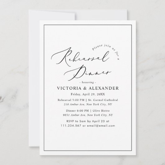 Moderne Schwarz-weiße Probe Einladung (Vorderseite)