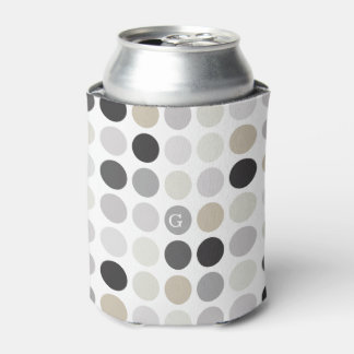 Moderne schwarz-weiße Punkte-Muster-Monogramm Dosenkühler