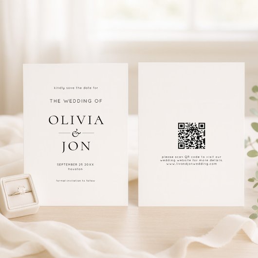 Moderne Schwarz-Weiße QR-Code-Hochzeit Save The Date