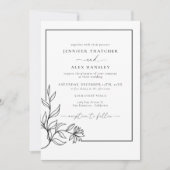 Moderne Schwarz-weiße QR-Hochzeit Einladung (Vorderseite)