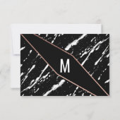 Moderne Schwarz-weiße Rose aus Marmor Gold Chic Save The Date (Rückseite)