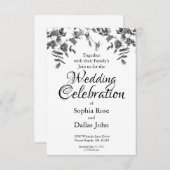 Moderne Schwarz-weiße Rose Einladung (Vorne/Hinten)