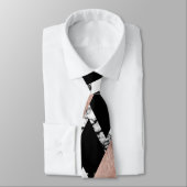 Moderne Schwarz-weiße Rosen-Golddreiecke auf Krawatte (Gebunden)