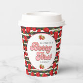 Moderne Schwarz-weiße Rote Erdbeere Berry First Pappbecher (Rückseite)