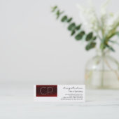 Moderne, Schwarz-weiße rote Monogramm-Visitenkarte Mini Visitenkarte (Stehend Vorderseite)