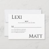 Moderne Schwarz-weiße RSVP-Karte RSVP Karte (Vorderseite)