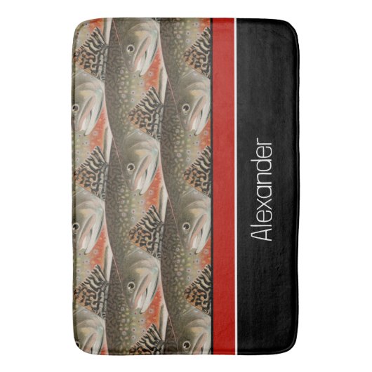 Moderne, Schwarz-weiße Rust Fisherman Badezimmerei Badematte (Vorderseite Vertikal)