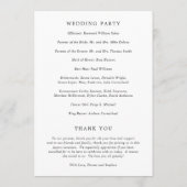 Moderne schwarz-weiße saubere Hochzeit Programm (Rückseite)