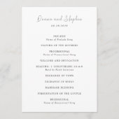 Moderne schwarz-weiße saubere Hochzeit Programm (Vorderseite)