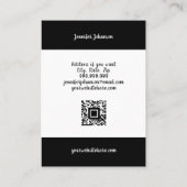 Moderne Schwarz-weiße Schmuckhalter Ohrringe qr Visitenkarte (Rückseite)