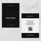 Moderne Schwarz-weiße Schmuckhalter Ohrringe qr Visitenkarte (Vorne/Hinten)
