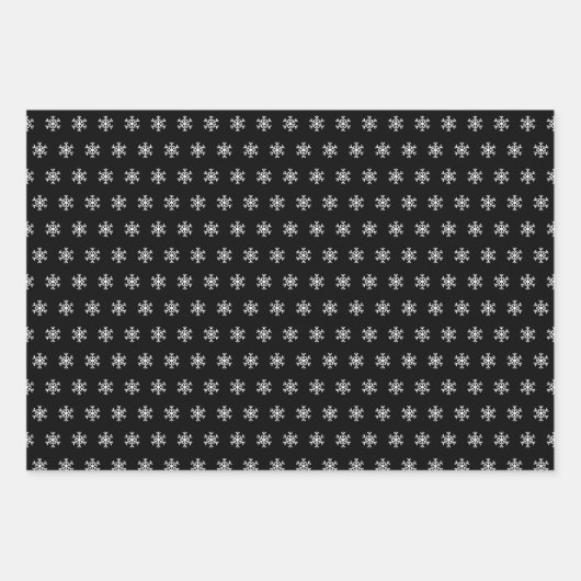 Moderne Schwarz-weiße Schneeflocken, frohe Weihnac Geschenkpapier Set (Vorderseite 3)
