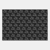 Moderne Schwarz-weiße Schneeflocken, frohe Weihnac Geschenkpapier Set (Vorderseite 2)