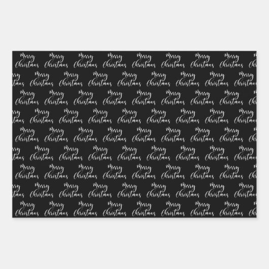 Moderne Schwarz-weiße Schneeflocken, frohe Weihnac Geschenkpapier Set (Vorderseite 2)