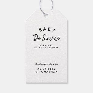 Moderne schwarz-weiße Schwangerschaftsankündigung  Geschenkanhänger