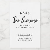 Moderne Schwarz-weiße Schwangerschaftsankündigung Lebensmitteletikett (Einzelnes Label)