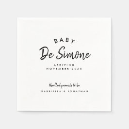 Moderne Schwarz-weiße Schwangerschaftsankündigung Serviette