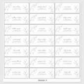 Moderne Schwarz-weiße Script Botanische Gastadress Aufkleber (Blatt)