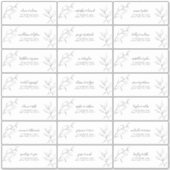 Moderne Schwarz-weiße Script Botanische Gastadress Aufkleber (Vorderseite)