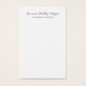 Moderne Schwarz-weiße Script-Earring-Display-Karte (Vorderseite)