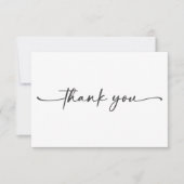 Moderne Schwarz-weiße Script-Minimal-Hochzeit Dankeskarte (Vorderseite)