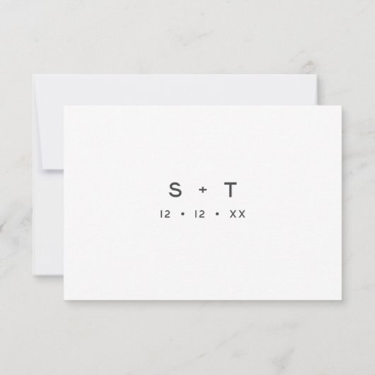 Moderne Schwarz-weiße Script-Minimal-Hochzeit Save The Date (Rückseite)