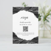 Moderne Schwarz-weiße Silberstreifen-Agate-Hochzei RSVP Karte (Stehend Vorderseite)
