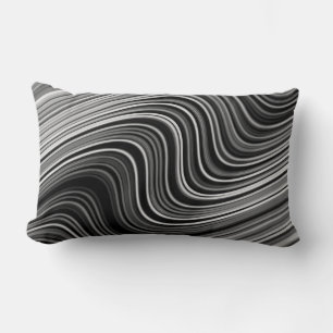 Moderne Schwarz-weiße Silver Gray Curvy Lines Lendenkissen